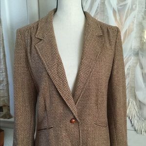 Vintage women brown wool blend jacket lined